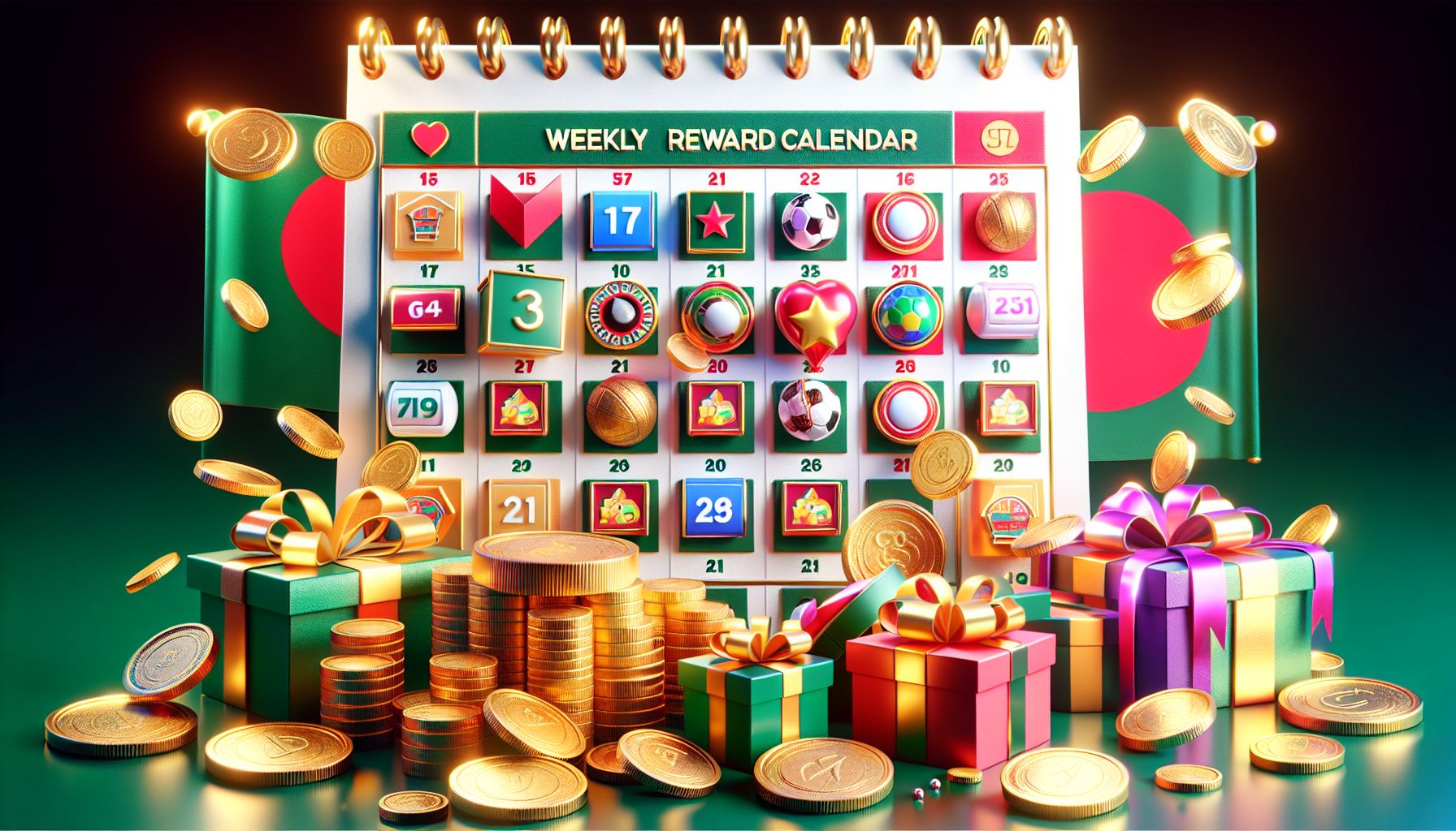 Palki71 weekly bonus calendar with cashback, reload deals, tournament prizes and festive Bangladesh-themed promotional highlights